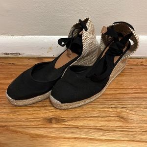 Castaner size US 6.5 women Joyce black espradrille wedge
